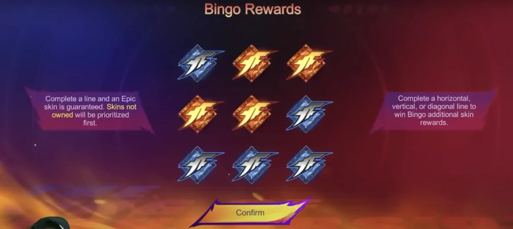 mlbb kof bingo patterns 2025